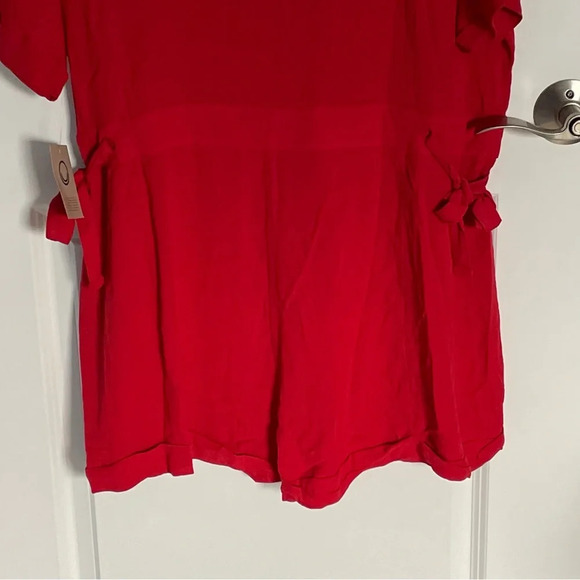 New! For Days Red Short Sleeve Utility Romper - 29623 - Picture 12 of 14